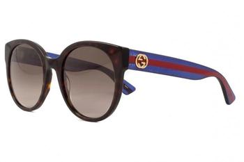 Gucci | Gucci Brown Gradient Round Ladies Sunglasses GG0035SN 004 54商品图片,4.9折