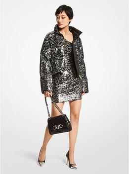 Michael Kors | Leopard Sequined Cropped Puffer Jacket商品图片,