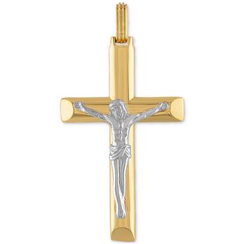 Esquire Men's Jewelry | Two-Tone Crucifix Pendant in Sterling Silver & 14k Gold-Plate, Created for Macy's商品图片,6折×额外8.5折, 额外八五折