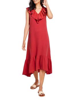 Vineyard Vines衣服, Vineyard Vines | Ruffle Trim Double Gauze Midi Dress商品图片 7折