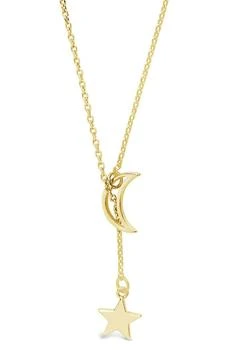 Sterling Forever | 14K Gold Plated Sterling Silver Star & Moon Y-Necklace 3.8折, 独家减免邮费