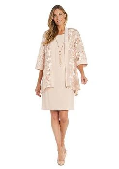 推荐M Richards 2Pc Jacket Dress Embroidered And Sequin Cutout Jacket With Solid Tank Dress商品