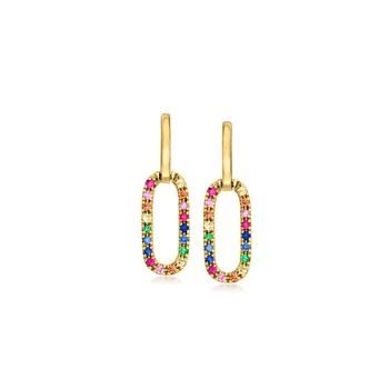 RS Pure | RS Pure by Ross-Simons Multi-Gemstone Paper Clip Link Drop Earrings in 14kt Yellow Gold,商家Premium Outlets,价格¥2259