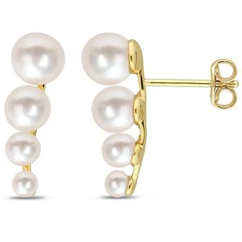 Mimi & Max | Freshwater Cultured Pearl Graduated Stud Earrings in Yellow Plated Sterling Silver 5.7折, 独家减免邮费