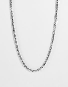 商品Reclaimed Vintage inspired chain necklace in silver图片