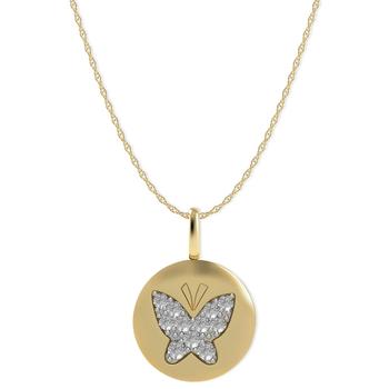 Macy's | Diamond Butterfly Disk Pendant Necklace in 14k Gold (1/10 ct. t.w.)商品图片,独家减免邮费