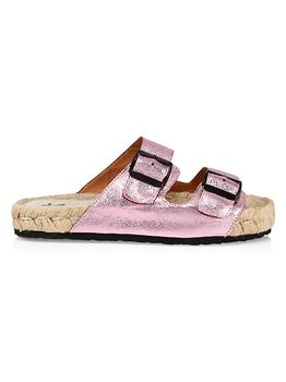 Manebi, Manebi | Nordic Metallic Leather Espadrille Slides商品图片 4.9折
