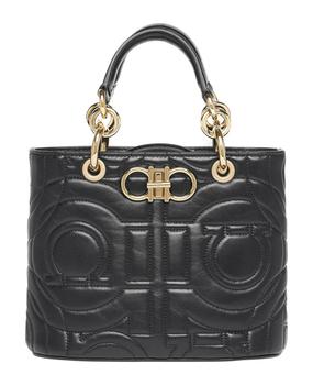 菲拉格慕包女包, Salvatore Ferragamo | Black Calf Leather Quilted Gancini Tote Bag,商品图片 
