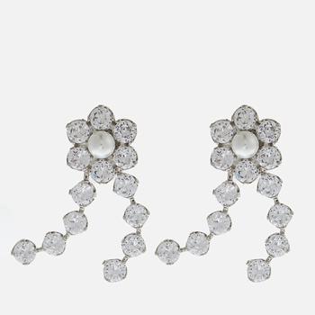 商品Shrimps Calla Silver-Tone, Crystal and Faux Pearl Earrings图片