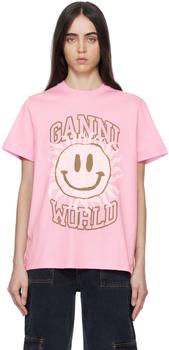 Ganni | Pink Smiley T-Shirt商品图片,8.8折