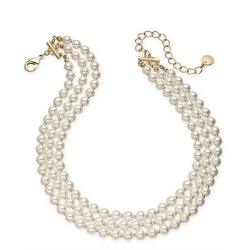 Charter Club | Gold-Tone Imitation Pearl Triple-Row Choker Necklace, 16" + 2" extender, Created for Macy's 3.9折