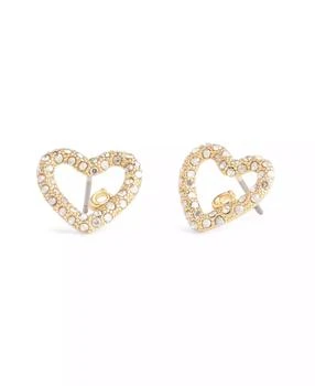 Coach | Faux Stone Signature Pavé Heart Stud Earrings,商家Macy's,价格¥341