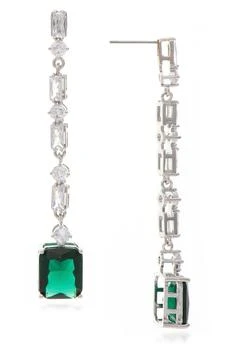 Rivka Friedman | White Rhodium Clad Emerald Crystal Cubic Zirconia Drop Earrings,商家Nordstrom Rack,价格¥805