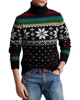 推荐Wool Fair Isle Intarsia Knit Regular Fit Turtleneck Sweater商品