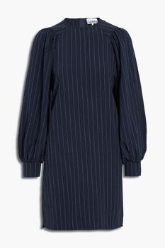 ganni连衣裙推荐, Ganni | Gathered striped crepe mini dress商品图片 4.5折