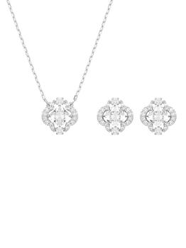 施华洛世奇耳环是什么牌子, Swarovski | Sparkling Dance Rhodium-Plated & Crystal Necklace & Earrings Set商品图片 