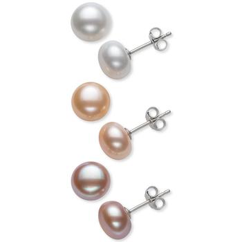 3-Pc. Set White, Peach & Lavender Cultured Freshwater Pearl (8mm) Stud Earrings product img
