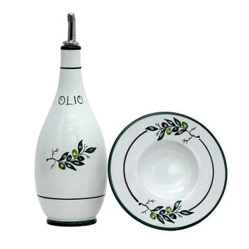 Oliva: Olive Oil Bottle Dispenser BOTTLE + SAUCER/DIPPING BOWL