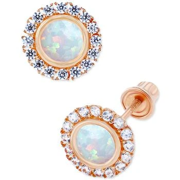 Macy's | Lab-Created Opal (1/5 ct. t.w.) & Lab-Created White Sapphire (1/5 ct. t.w.) Halo Stud Earrings,商家Macy's,价格¥1116