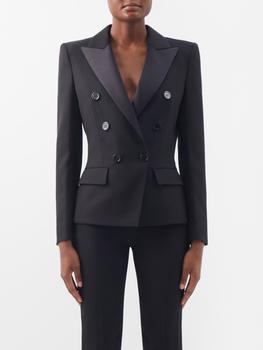 推荐Double-breasted wool-hopsack tuxedo jacket商品