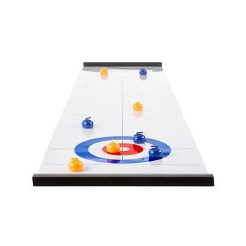 Trademark Global | Hey Play Tabletop Curling Game - Portable Indoor Desktop Roll Up Magnetic Competition Board Game With Eight Stones 