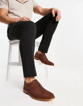推荐Noak made in Portugal brogue shoes in brown suede商品