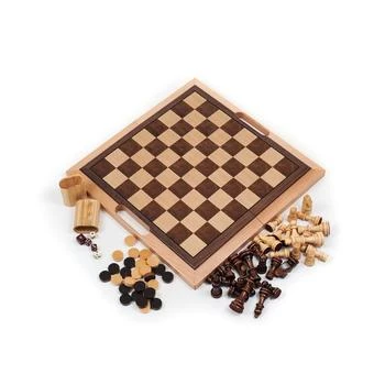 Trademark Global | Trademark Games Deluxe Wooden 3-In-1 Chess, Backgammon Checker Set 