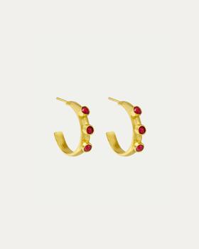 推荐Paloma Red Agate Beaded Hoop Earrings商品