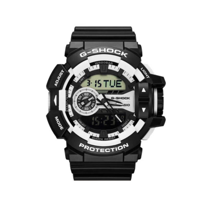 推荐卡西欧(CASIO)手表 g-shock运动手表多功能学生电子表双显防水防震表旋转表 活力黑白GA-400-1A-黑色-GA-400-1A商品