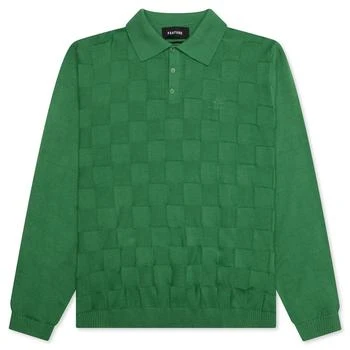 推荐Palmer Checked Long Sleeve Sweater Polo - Augusta Green商品