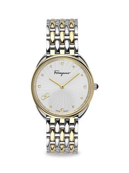 菲拉格慕手表, Salvatore Ferragamo | Cuir Two-Tone Stainless Steel Bracelet Watch商品图片 5折×额外9折, 额外九折