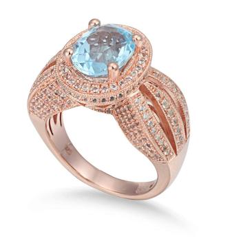 商品Suzy Levian Sterling Silver 5.18 cttw Blue Topaz Ring图片