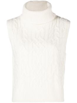 Vince | Off White 'Cable Knit Roll Neck Vest'商品图片,满$175享8.9折, 满折