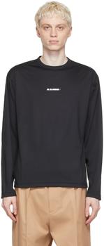 Jil Sander | Black Polyester Long Sleeve T-Shirt商品图片,