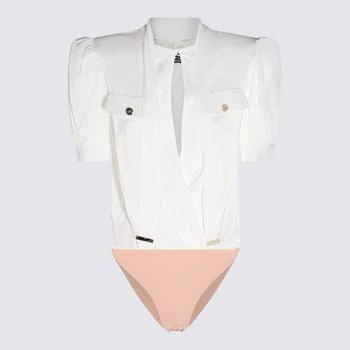 ELISABETTA FRANCHI | ELISABETTA FRANCHI IVORY VISCOSE BLEND BODYSUIT,商家Baltini,价格¥1801