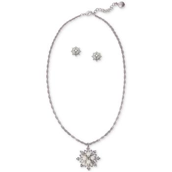商品Silver-Tone Crystal & Imitation Pearl Snowflake Pendant Necklace & Stud Earrings Set, Created for Macy's,商家Macy's,价格¥152图片