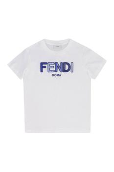 推荐Fendi Kids Logo Embroidered Crewneck T-Shirt商品