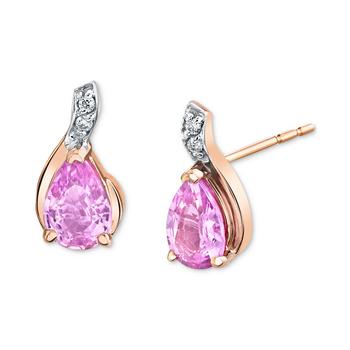 商品Macy's | Pink Sapphire (1 ct. t.w.) & Diamond Accent Stud Earrings in 14k Rose Gold,商家Macy's,价格¥4615图片