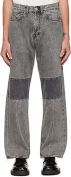 商品Black & Gray Extended Third Cut Jeans图片