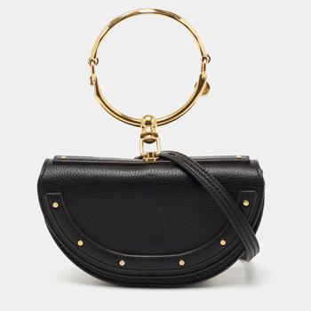 chloé包链条包, Chloé | Chloé Black Leather Small Nile Minaudière Crossbody Bag商品图片 7.4折