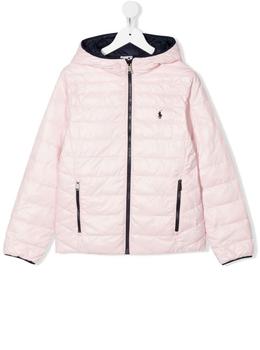 推荐Polo Ralph Lauren Kids Girls Terra Pink And Blue Quilted Nylon Down Jacket商品