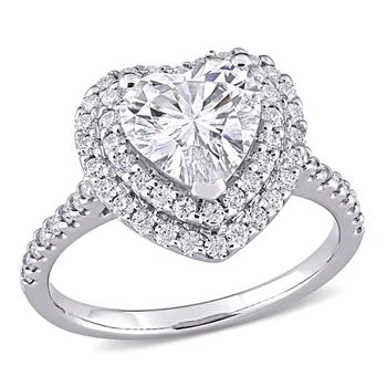 Mimi & Max | Mimi & Max 2 5/8ct DEW Created Moissanite Double Heart Halo Engagement Ring in 10k White Gold,商家Premium Outlets,价格¥5364