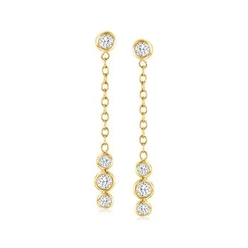 Ross-Simons | Ross-Simons Bezel-Set Diamond Drop Earrings in 14kt Yellow Gold,商家Premium Outlets,价格¥2696