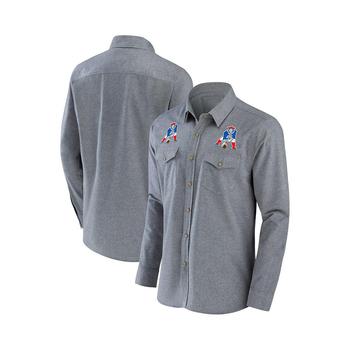 推荐Men's NFL x Darius Rucker Collection by Gray New England Patriots Chambray Button-Up Long Sleeve Shirt商品