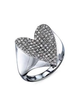 商品Sheryl Lowe | Sterling Silver & 0.99 TCW Diamond Folded Heart Ring,商家Saks Fifth Avenue,价格¥11327图片