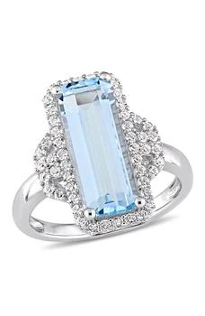 DELMAR | Sterling Silver Sky Blue Emerald Cut Topaz & White Topaz Ring,商家Nordstrom Rack,价格¥1081