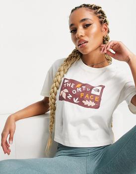 The North Face | The North Face Leaf Drawing cropped chest print t-shirt in off white Exclusive at ASOS商品图片,