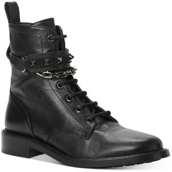 推荐Valentino Garavani Womens Combat Boot Leather Block Heel Ankle Boots商品
