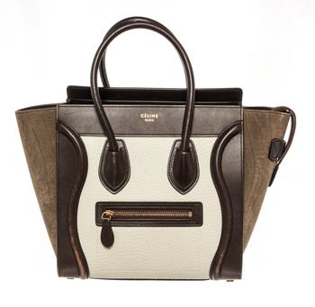 celine tote, [二手商品] Celine | Celine Brown Multicolor Suede Leather Micro Luggage Handbag商品图片 