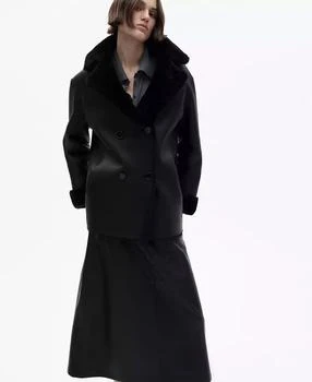 Mango | Women's Double-Breasted Leather Coat,商家Macy's,价格¥9721